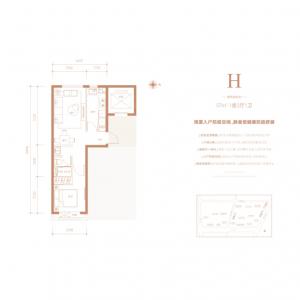 建面57 ㎡-1室2厅1卫