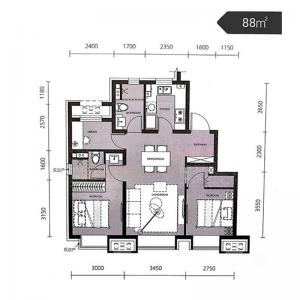 建面88 ㎡-3室2厅2卫